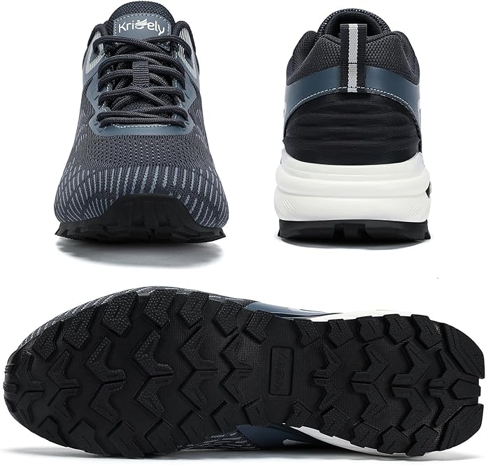 Kricely Men's Trail Running Shoes Non Slip Hiking Shoes Tennis Shoes Fashion Sneakers Workout Footwear