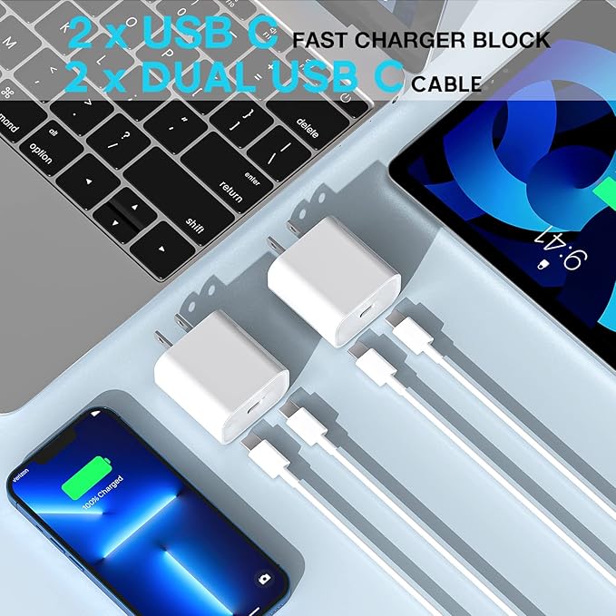 Long USB C Cable for iPhone 16 15 Charger,2Pack 20W USB C Charger Block i Phone 16 Pro Fast Charging 6FT C to C Cord Cable for iPhone 16/16 Pro/16 Plus/16 Pro Max/15/15 Plus/15 Pro Max/15 Pro/iPadPro