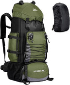 90L Hiking Backpack, Camping Travel Backpack with Rain Cover Lightweight Travel Daypack for Climbing Camping Touring (Green)