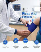 FriCARE Self Adhesive Bandage Wrap, Medical Tape in First Aid Kit, Cohesive Bandages for Wounds Sport Vet, 2 Inches X 5 Yards 6 Rolls, Royal Blue