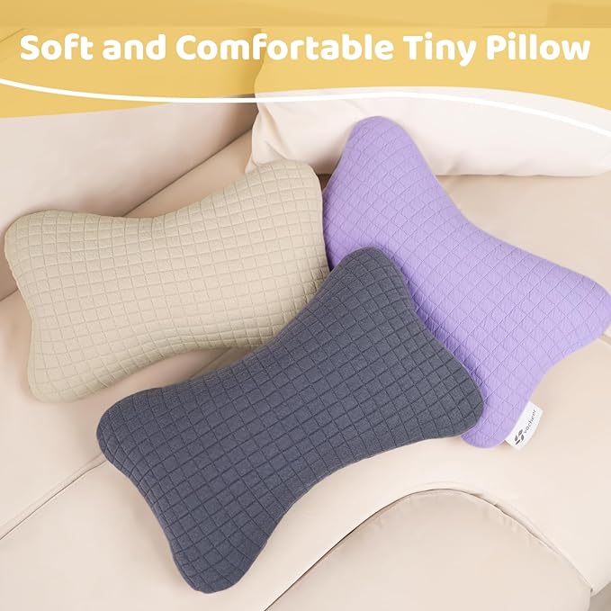 vocheer 11x7in Mini Travel Pillow, Small Pillows for Sleeping, Tiny Pillows for Neck, Wrist, Lumbar and Knee, Pets Pillow, Cotton, Cover Removable, Machine Washable (Dark Beige-1PC)