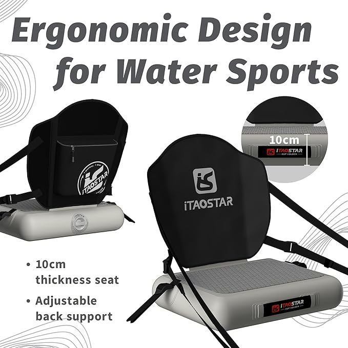 Inflatable SUP Seat with Backrest - Premium Paddle Board Chair for Surfboard, Kayak & Boat, Comfortable Blow Up Seat for Adults & Kids, Lightweight SUP Accessories for Versatile Use