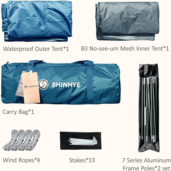 Backpacking Tent for Camping 2/3/4 Person Hiking Ultralight Tent for Waterproof Windproof Outdoor Tents Easy Setup Two Doors Double Layer Lightweight Instant Tents