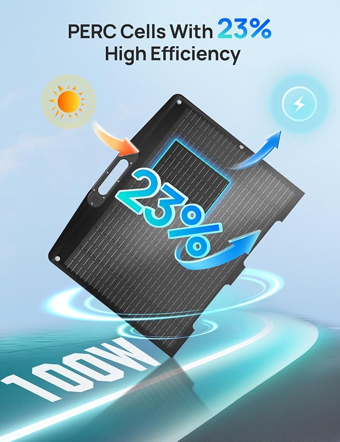 ECO-WORTHY 100W Portable Solar Panel,ETFE Foldable Solar Panel 23% High Efficiency,for Power Station,with Adjustable Kickstand for Camping RV Hiking Off-Grid Blackouts