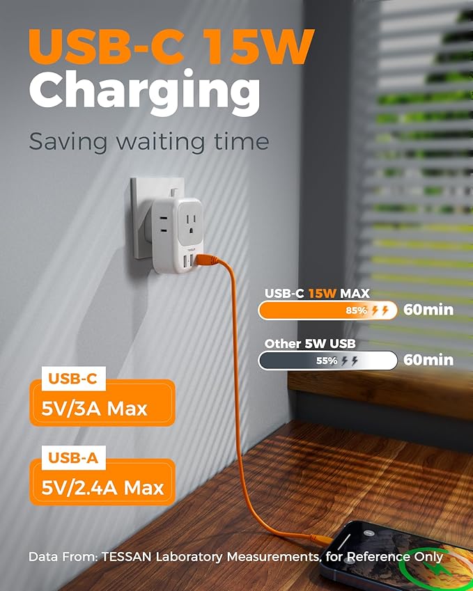 UK Adapters for Travel 2 Pack, TESSAN Type G US to UK Plug Adapter with 4 Outlets 3 USB Charger(1 USB C Port), Power Adaptor for USA to Ireland Scotland Dubai Hong Kong England British Kenya London