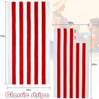 Exclusivo Mezcla 2 Pack Cotton Oversized 35x70 Inches Cabana Stripe Beach Towels, Super Absorbent Soft Plush Pool Bath Towel (Red)