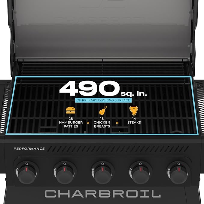 Charbroil® Performance Series™ 5-Burner Gas Grill Cart with Side Burner, Black - 463254125