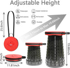 Upgraded XXL Collapsible Stool with Cushion,19.7"H-11.8"D Telescoping Folding Stool for Adults,More Sturdy Portable Camping Stools with Load Capacity 1000lbs for Outdoor,Garden,Fishing,Hiking