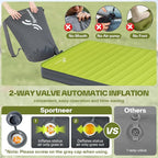 Sportneer Sleeping Pad for Camping: 4" Ultra-Thick Air & Foam Camping Mattress with 10 R Value, 4-Season Large Size 78" x 30" Self-Inflating Sleeping Pad for Camp/Travel/Car/Tent, Easy to Inflate