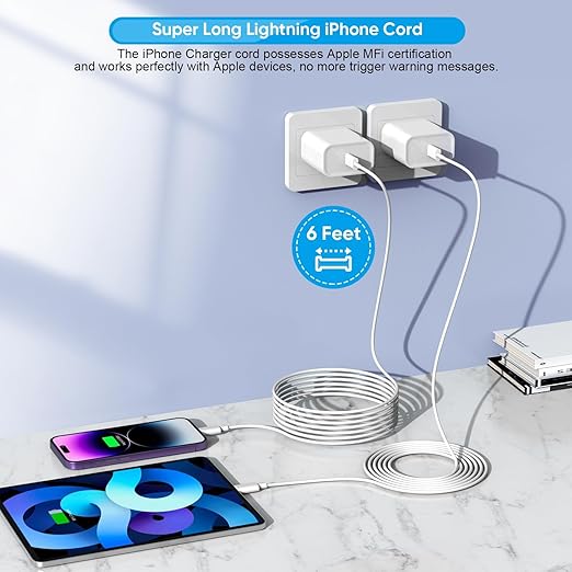 iPhone Fast Charger,Phone 14 13 12 11 Fast Charger USB C Wall Charger with 2-Pack 6FT Fast Charging Cable Compatible with iPhone 14/14 Pro/14 Pro Max/i Phone 13pro/12/11/X/8/7/6/iPad Pro/Mini/AirPods