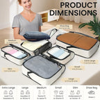 BAGAIL 4 Set/6 Set/8 Set Compression Packing Cubes Travel Accessories Expandable Packing Organizers (Half Mesh, 6-Beige)
