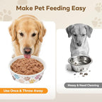 50 Pack Disposable Dog Bowls, 16 oz Paper Pet Bowls for Cats & Dogs, Disposable Cat Food Bowls for Dry Wet Food & Water, Travel Feeding Bowls for Small Medium Pets