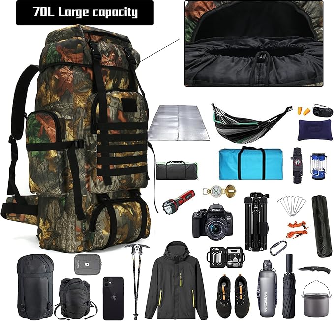 Hiking Backpack for Men 70L/100L Camping Backpack Military Rucksack Molle 3 Days Assault Pack for Climbing