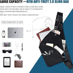 Travel Sling Bag with RFID Pocket, Anti Theft Crossbody Bag for Women Men Casual Chest Outdoor Shoulder Hiking Bag