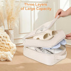 Shoe Bags for Travel Holds 3 Pair of Shoes, Shoe Storage Pouch with 2 Pack Portable Bags, Waterproof & Washable, Black