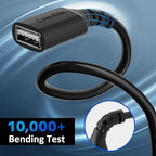 3 Pack USB Extension Cable 6 FT, USB 2.0 Type A Male to Female Extender Cord Adapter, Compatible with Printer, Keyboard, Mouse, Flash Drive, Hard Drive, Controller, Black Cable with 5 Cable Ties