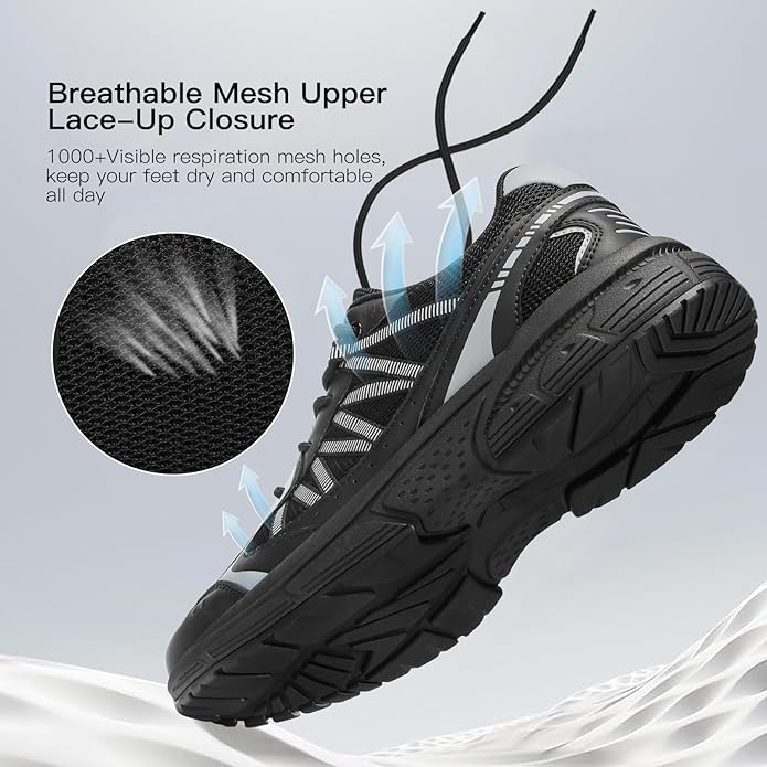 Kricely Men's Trail Running Shoes Non Slip Hiking Shoes Tennis Shoes Fashion Sneakers Workout Footwear