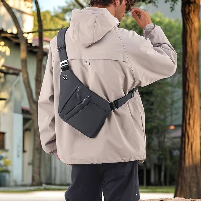 Anti Theft Crossbody Bags for Women Men, Multi-Pocket Shoulder Bag, Slim Sling Bags with 2 RFID Blocking Card