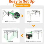 Large 46.4" Camping Table for 2-6 People - 220lbs Capacity Heavy Duty Foldable Outdoor Table with Aluminum Roll-Up Top & Carry Bag, Portable Picnic Desk for BBQ, Tailgating, Backyard (Silver)