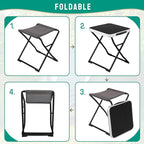SUNNYFEEL 3 in 1 Folding Camping Table and Stool, Footrest, Lightweight Up to 300 LBS, Easy to Carry, Portable Camp Stool for Beach, Fishing, Trip, Picnic, Lawn, Concert Outdoor