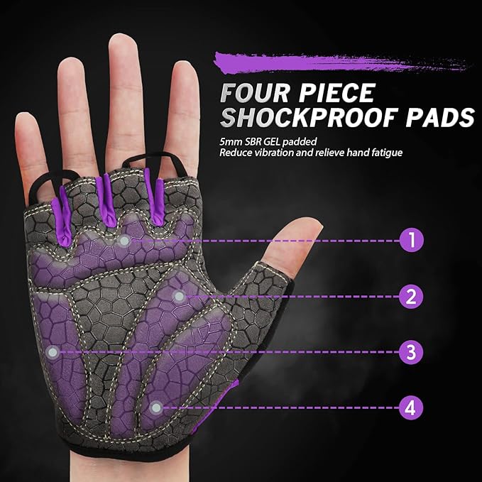 Bike Gloves for Men Women with Anti-Slip Shock-Absorbing Pad, Light Weight Half-Finger Cycling Gloves
