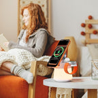 Wireless Charger 3 in 1, Magnetic Wireless Charger Stand with Night Light, 360° Rotation Portable Travel Charging Station Multiple Devices for iPhone 17/16/15/14/13/12, Apple Watch, AirPods Pro 3