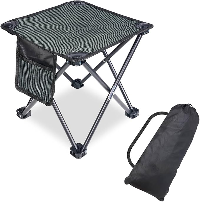 Camping Stool Portable, 13.7 Inch Folding Stool for Outdoor Gardening, Fishing, BBQ, Hiking with Carry Bag(400 LBS Capacity)