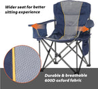 ALPHA CAMP Oversized Folding Camping Chair, Heavy Duty Portable Lawn Chairs with Cooler Bag, Side Pocket & Cup Holder, Folding Chairs for Outside Support 450 LBS