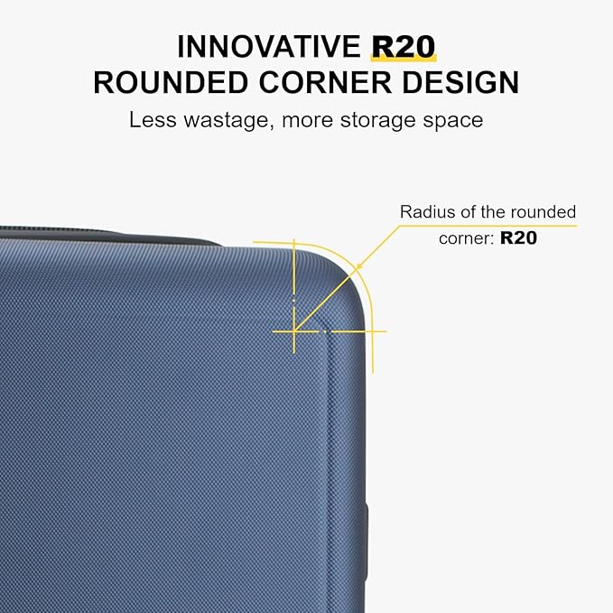 LEVEL8 Trunk Luggages, 28 Inch Luggage with Spinner Wheels, Luminous Textured Checked Large Hard Shell Lightweight with Tsa Lock, Navy