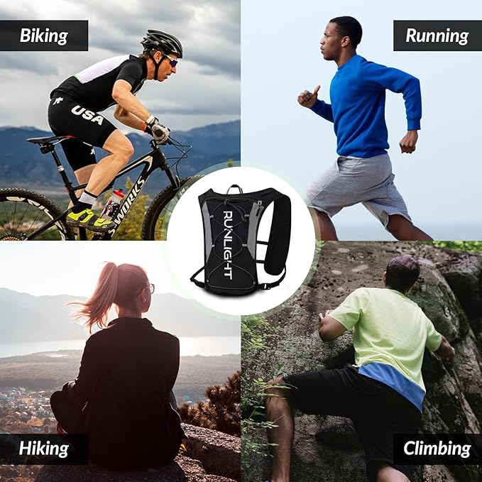 Running Vest for Women Men, Adjustable Hydration Backpack Breathable Reflective with 1.5L Water Bladder for Hiking, Trail, Running, Marathons, Cycling
