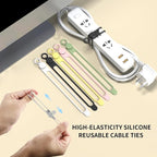 UMUST Silicone Cable Straps, 10pcs Extra-Long Reusable Hanging Organizer for Cables, Kitchen, Home, School (Black & White)