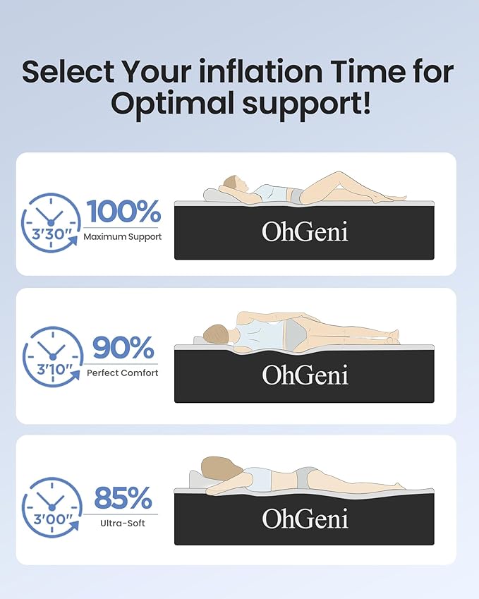 OhGeni Air Mattress Queen with Built in Pump, Inflatable Blow Up Mattress 18 Raised Comfort,Upgraded Surface Portable Mattress, Air Bed for Camping, Home and Guest, Colchone Inflable, 650 lbs Max