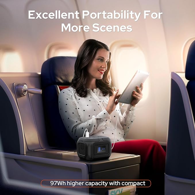 SinKeu 120W Peak Portable Power Station 97Wh Camping Lithium Battery Portable Generator with 110V AC Outlet, USB-C/USB QC3.0, DC Output, Fast Charging Power Bank for Home Backup Outdoor Emergency