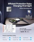 Wireless Charger iPhone Charging Station - 3-in-1 Magnetic MagSafe Charger Multiple Devices for Apple, 15W Fast Charging Foldable Travel Charging Pad for iPhone 17/16/15/14/13/12, AirPods, Apple Watch