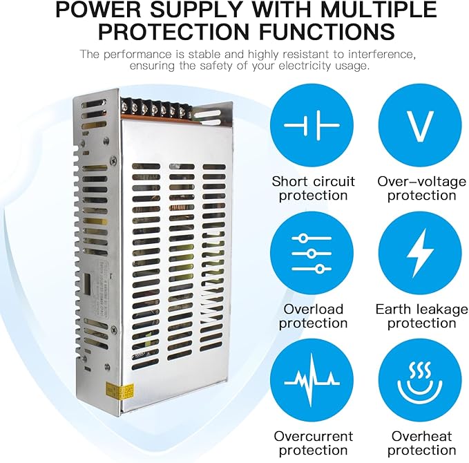 MK-SMPS-S250-12 MAKERELE 240W AC 110V-220V to DC 12V Power Supply Switching Converter, 20A DC Universal Regulated Switching, Transformer Driver Adapter for Strip 3D Printer CCTV Camera Motor Pump