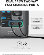 Anker SOLIX C300 DC Power Bank Station, Outdoor 288Wh Portable Power Station, LiFePO4 Battery, 300W Solar Generator, for Camping, Traveling, and Emergencies (No Wall Charger Included)