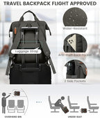 LOVEVOOK Laptop Backpack for Women Work Travel Commuter Backpack Business Computer Bag Teacher Doctor Nurse Bags College Backpack Purse Laptop Bag, 17 Inch, Dark Grey-brown