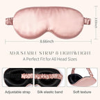 100% 22 Momme Mulberry Silk Sleep Mask, Eye Cover for Sleeping, Blackout 3D Sleep Masks for Lash Extensions with Adjustable Strap for Men and Women (Rose Gold)
