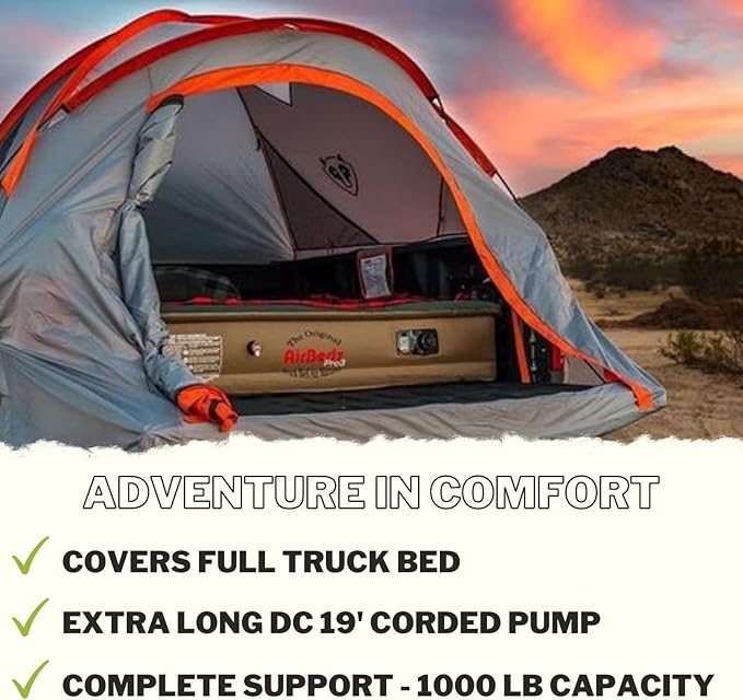 Pittman - Truck Bed Mattress - Pro3 Series - The Original Airbedz Truck Bed Air Mattress 8ft - Full Size - Premium Mattress with 25% More Coverage for Comfortable Pickup Camping