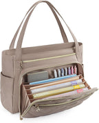 BAGSMART Teacher Tote Bag for Women 15.6in Quilted with Insulated Pocket & Nurse Bag Features (Brown)