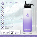 HYDRO CELL Stainless Steel Insulated Water Bottle with Straw - For Cold & Hot Drinks - Metal Vacuum Flask with Screw Cap and Modern Leakproof Sport Thermos for Adults (Lavender/White 40oz)