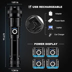 4 Pack Rechargeable LED Flashlights High Lumens, 90,000LM Super Bright Flashlight, Adjustable Powerful Flash Light with USB Cable & 5 Modes, Waterproof Handheld Flashlight for Home Camping