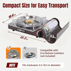 SHINESTAR 14000 BTU Butane Camping Stove, Double Wind-Guard Portable Stove for Outdoor Cooking, Carrying Case Included, Brown