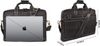 LEATHER VILLAGE 16" Leather Laptop Messenger Briefcase Bag for Men-Leather Satchel for Travel and Office Shoulder Bag-Black