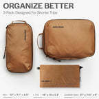 Ultralight Compression Packing Cubes - Lightweight Travel Organizers for Suitcases and Luggage (3-Pack, Mocha)