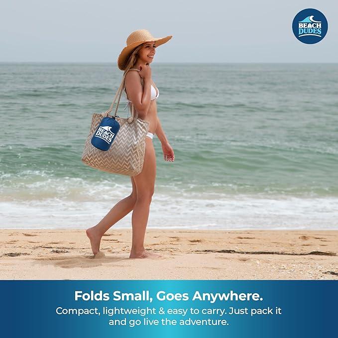 Sandproof Waterproof Beach Blanket Extra Large 108"x 84", Mat for Family, Quick Dry Ripstop Nylon Lightweight, Compact for Travel, Picnic, Camping w/ 4 Anchor Stakes and Carry Bag