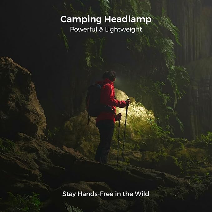 FLEXTAILGEAR Ultra Lightweight Headlamp, 600 Lumen USB-C Rechargeable Headlamp with White Red Light, Adjustable Headband, for Camping, Back Packing, Hiking and Fishing