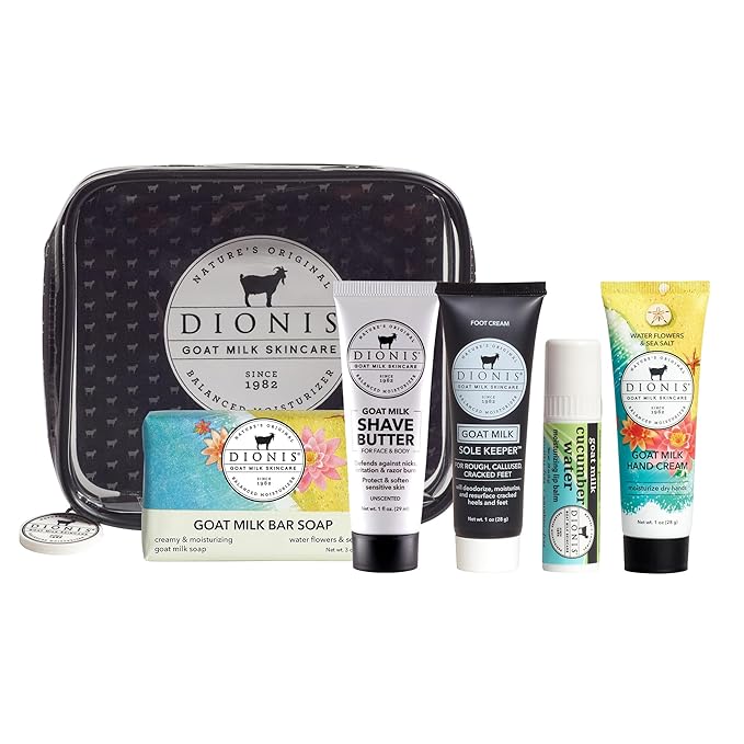 Dionis Goat Milk Skincare Water Flowers & Sea Salt 6 Piece Travel Kit - TSA Approved - in Reusable Bag (pack of 1)