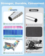 ZENPETIO Beach Chair, Camping Chair for Adults, Reclining Backpack Chair for Pool, Beach, Camping, Outdoors