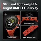 SUUNTO Run Running GPS Sports Watch with Silicone Strap, 1.32" AMOLED Touchscreen w/Crown Button, Wrist Heart-Rate & Sleep Health Tracking, Coral Orange